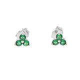 925 Silver Red Green Three Stone Dainty Cz Earring