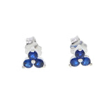 925 Silver Red Green Three Stone Dainty Cz Earring