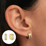 925 Silver Hoop Earrings Double Row CZ Wide Earring for Women