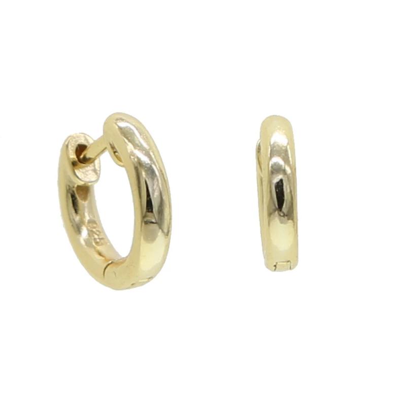 Vermeil Jewelry Polished Round Huggie Hoops 925 Sterling Silver Earrings