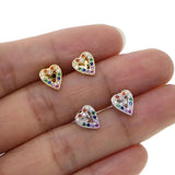 Colorful CZ Heart Stud Earring 925 Sterling Silver - Minimal Jewelry