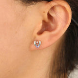 Colorful CZ Heart Stud Earring 925 Sterling Silver - Minimal Jewelry