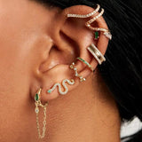 Long Snake Earring Micro Paved CZ 925 Sterling Silver