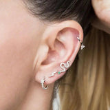 Long Snake Earring Micro Paved CZ 925 Sterling Silver