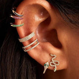 Long Snake Earring Micro Paved CZ 925 Sterling Silver