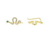 Long Snake Earring Micro Paved CZ 925 Sterling Silver