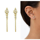 925 Silver Crown CZ Dangle Earrings Women Wedding Jewelry