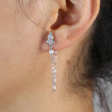 925 Silver Crown CZ Dangle Earrings Women Wedding Jewelry