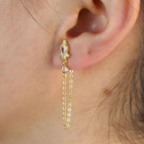 925 Silver Crown CZ Dangle Earrings Women Wedding Jewelry