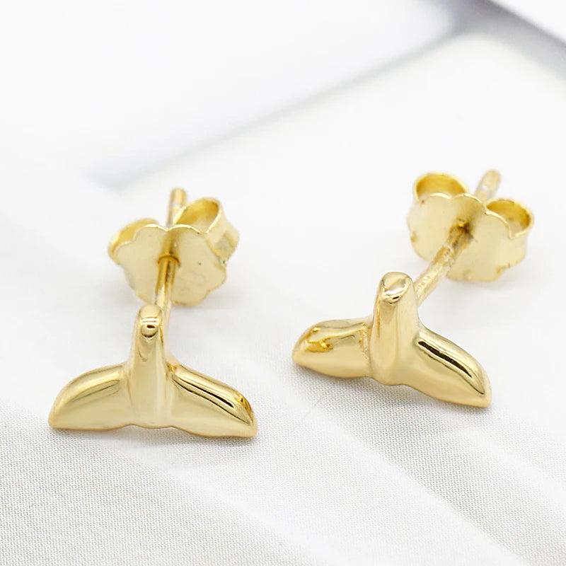 925 Silver Dolphin Tail Mermaid Earrings Wedding Jewelry