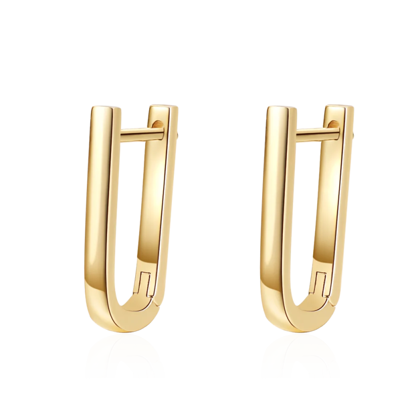 925 Silver Hoop Earrings 18K Plated U Shape Korea Women's Jewelry