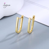 925 Silver Hoop Earrings 18K Plated U Shape Korea Women's Jewelry