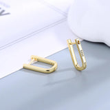 925 Silver Hoop Earrings 18K Plated U Shape Korea Women's Jewelry