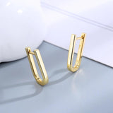 925 Silver Hoop Earrings 18K Plated U Shape Korea Women's Jewelry