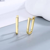 925 Silver Hoop Earrings 18K Plated U Shape Korea Women's Jewelry