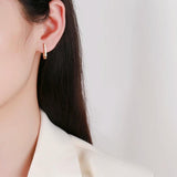 925 Silver Hoop Earrings 18K Plated U Shape Korea Women's Jewelry