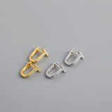 925 Silver CZ T-shaped Earrings Women Hoop Jewelry