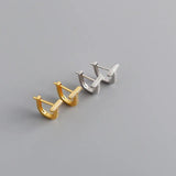 925 Silver CZ T-shaped Earrings Women Hoop Jewelry