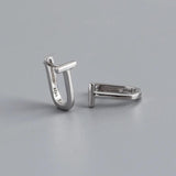 925 Silver CZ T-shaped Earrings Women Hoop Jewelry