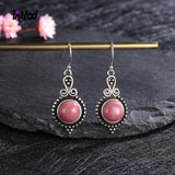 Tiger Eye Drop Earrings S925 Sterling Silver Rhodochrosite Charoite Jewelry