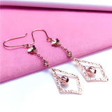 Purple Plated 14K Rose Rhombus Long Earrings for Women