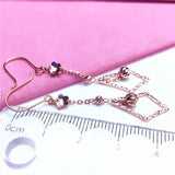 Purple Plated 14K Rose Rhombus Long Earrings for Women