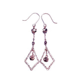 Purple Plated 14K Rose Rhombus Long Earrings for Women