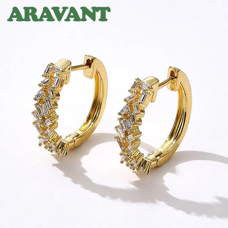 925 Silver 18K Round Hoop Earrings For Women