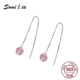Somilia Style Box Chain Tassel Drop Earrings For Women Long Dangle S925 Silver