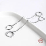 925 Silver Circle Long Chain Hoop Earrings for Women Punk Jewelry