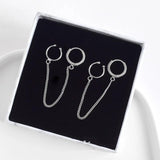 925 Silver Circle Long Chain Hoop Earrings for Women Punk Jewelry