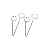 925 Silver Circle Long Chain Hoop Earrings for Women Punk Jewelry