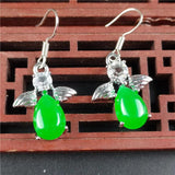 King Green Malai Jade Inlaid Jade Earrings for Women