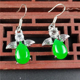 King Green Malai Jade Inlaid Jade Earrings for Women