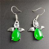 King Green Malai Jade Inlaid Jade Earrings for Women