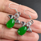 King Green Malai Jade Inlaid Jade Earrings for Women