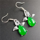 King Green Malai Jade Inlaid Jade Earrings for Women