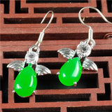King Green Malai Jade Inlaid Jade Earrings for Women