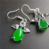 King Green Malai Jade Inlaid Jade Earrings for Women