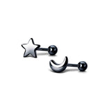 Trustdavis 925 Silver Star Moon Stud Earrings Mini Jewelry