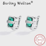 Emerald Lucky Rectangle Diamond Stud Earring Green