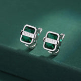Emerald Lucky Rectangle Diamond Stud Earring Green
