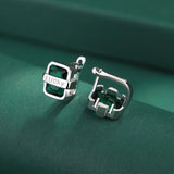 Emerald Lucky Rectangle Diamond Stud Earring Green