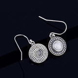 Round Moonstone Earrings 925 Sterling Silver Vintage Jewelry