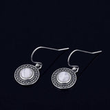 Round Moonstone Earrings 925 Sterling Silver Vintage Jewelry
