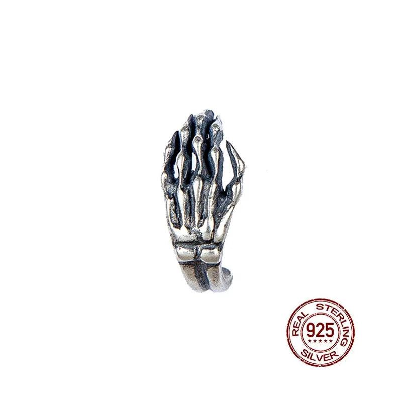 Hand Skeleton Stud Earring 925 Sterling Silver Gothic Ear Piercing Jewelry