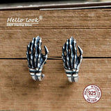 Hand Skeleton Stud Earring 925 Sterling Silver Gothic Ear Piercing Jewelry