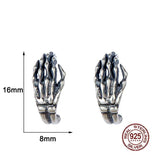 Hand Skeleton Stud Earring 925 Sterling Silver Gothic Ear Piercing Jewelry