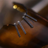 925 Sterling Silver Straight Line Earrings Unisex Men Women