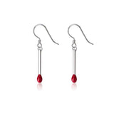 S925 Sterling Silver Red Matches Shape Drop Earrings Girl Family Jewelry Gift